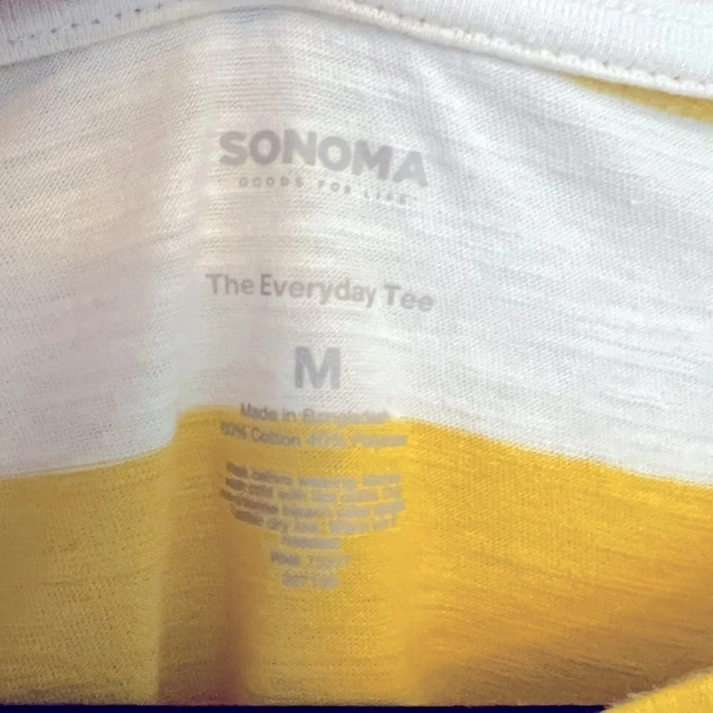 💕 Sonoma yellow and white cotton striped shirt Size M - Picture 3 of 3